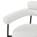 Upholstered Armchair Dining Chairs With Metal Legs Set Of 2 ,White White Fabric Metal