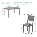 5 Piece Modern Dining Set, Rectangular Wooden Dining Table With 4 Upholstered Chairs For Kitchen, Dining Room, Gray Wood Gray Seats 4 Gray Wood Dining Room Acacia 4 Leg Rectangular Dining Table With Chair Acacia Wood