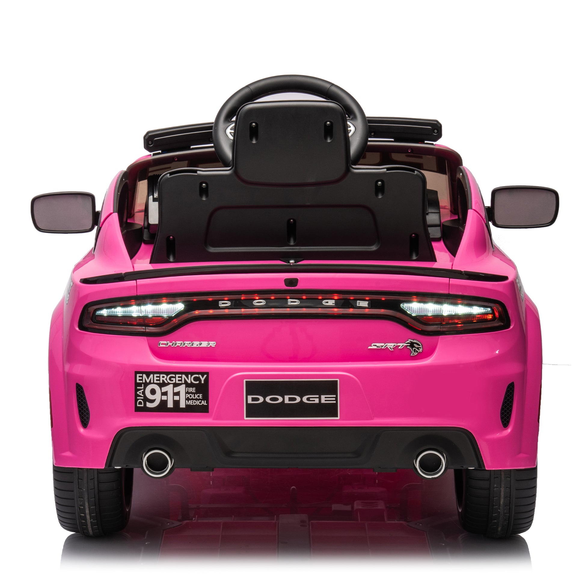 Licensed Dodge Charger,12V Kids Ride On Police Car W Parents Remote Control,Anti Collision Bar,Front& Top Alarm Light Design,Police Car Sticker,Megaphone,Three Speed,Slow Start,Four Wheel Suspension. Pink Plastic