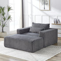 75 Inch Corduroy Sponge Sofa Lounge Chair With Removable Footrest,No Assembly Required,Fluffy Modern Sleeper Chair For Indoor Living Room Bedroom Grey Foam Corduroy 1 Seat