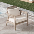 Outdoor Acacia Wood Patio Club Chair, Patio Furniture,Waterproof Thick Cushion Deep Seating For Porch, Garden, Backyard, Balcony, Weight Capacity 400Lbs, Light Brown Finish, Cream Cushion Deep Seating Light Brown Garden & Outdoor Foam Acacia Wood