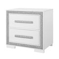 Annie Silver Nightstand Silver Gray 2 Drawers Bedroom With Legs Contemporary Rubberwood Dovetail Joints Silver Wood Wood
