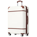 Hardshell Luggage Sets With Bags Lightweight Suitcase Double Spinner Wheels With Tsa Lock ,Single Vintage Luggage 28 In,White White Abs