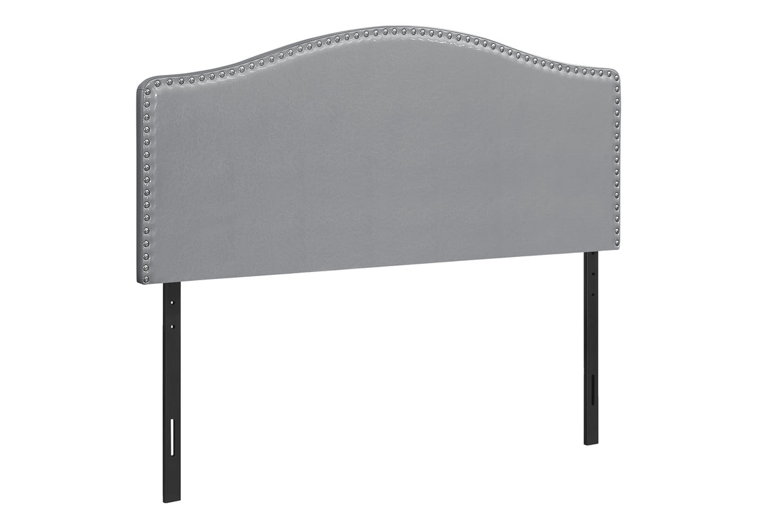 Bed, Headboard Only, Queen Size, Bedroom, Upholstered, Grey Leather Look, Transitional Grey Foam Faux Leather