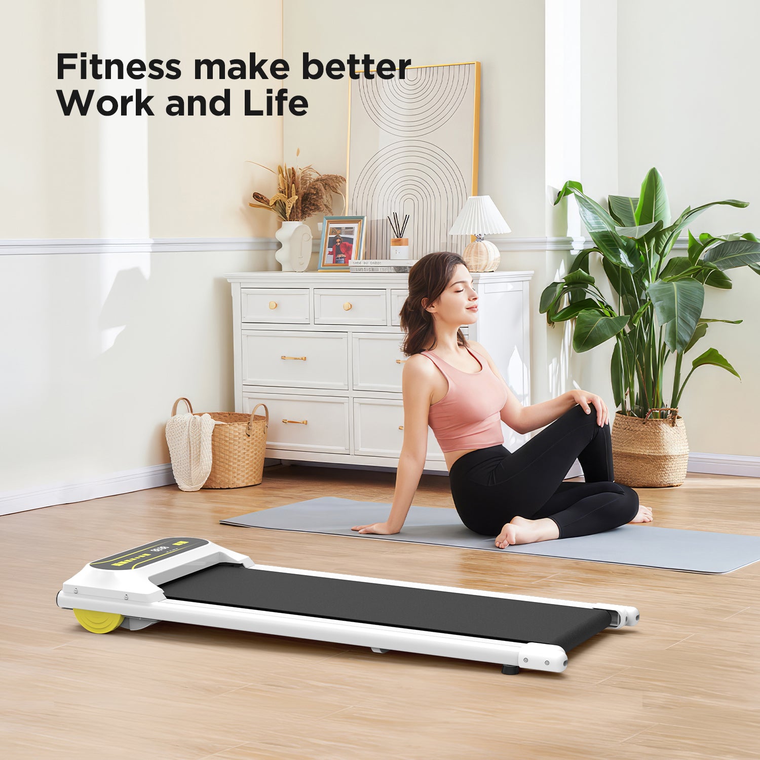 Walking Pad Running Machine Walking Machine For Home Under Desk Treadmill With Led Display And 12 Preset Programs 2.25Hp Portable Treadmill Jogging Machine For Office Small Space White Steel