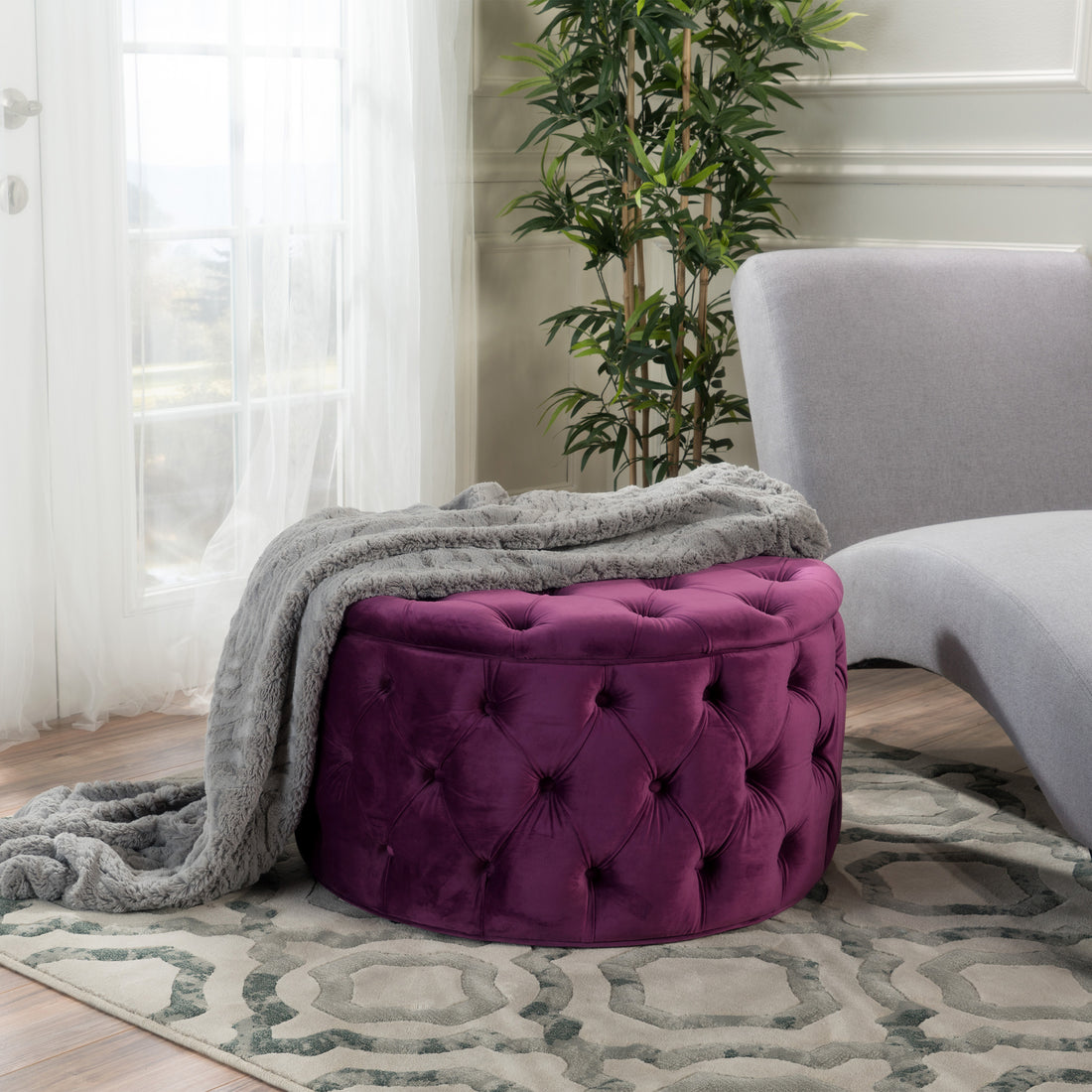 Ottoman Fuchsia Velvet