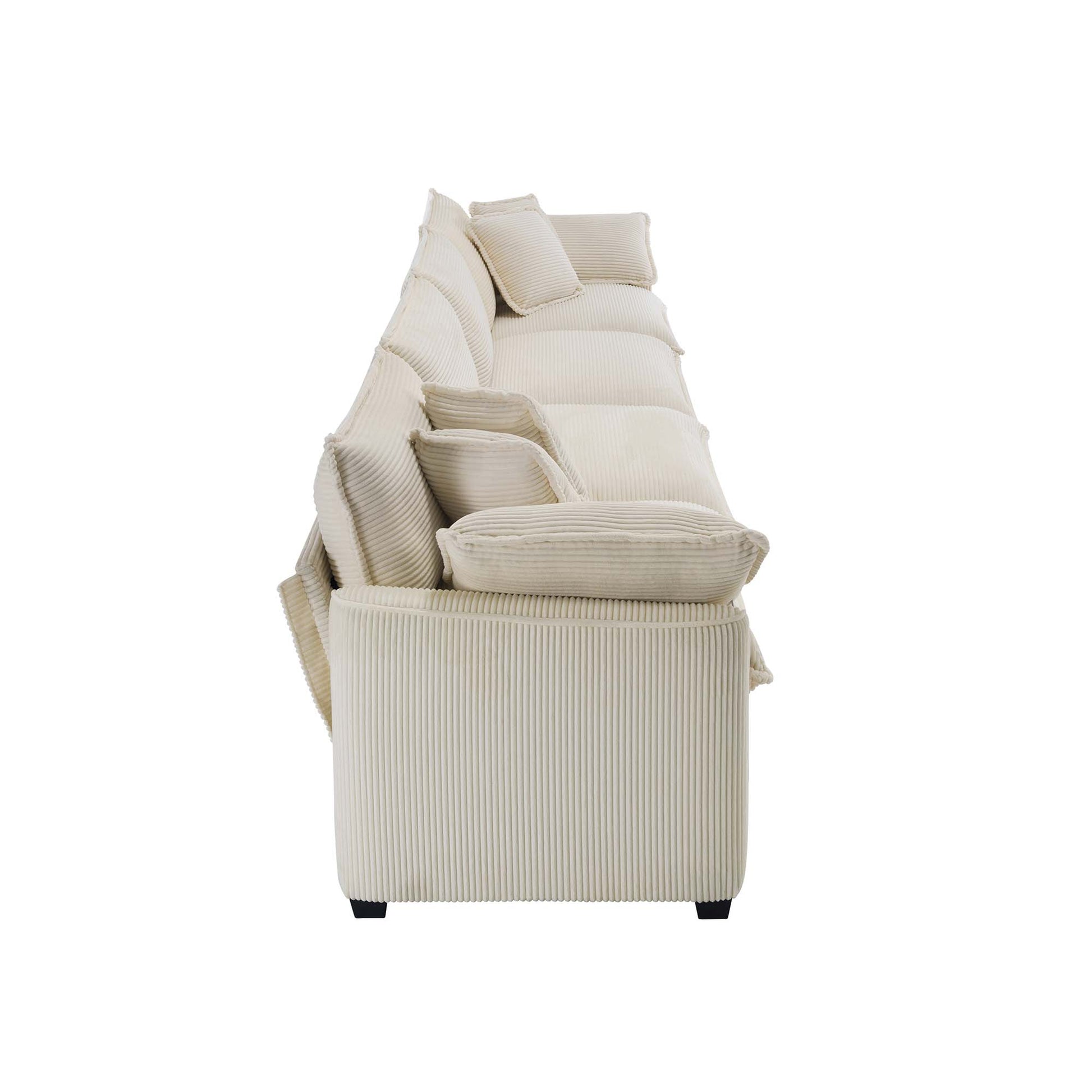 3 Piece Sofa Set, Comfortable Oversized Sofa With One Single Sofa, One 2 Seater Sofa And One 3 Seater Sofa, Light Beige Corduroy Deep Seat Sofa Beige Corduroy 6 Seat