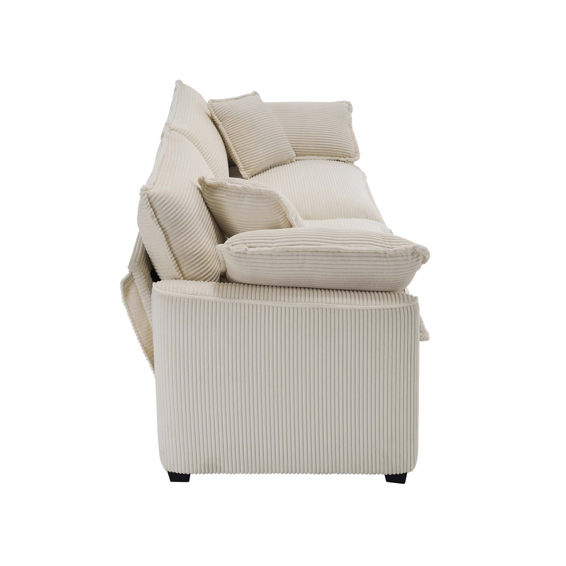 3 Piece Sofa Set, Comfortable Oversized Sofa With One Single Sofa, One 2 Seater Sofa And One 3 Seater Sofa, Light Beige Corduroy Deep Seat Sofa Beige Corduroy 6 Seat