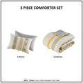3 Piece Cotton Comforter Set Gray Yellow King Cal King King Gray Yellow Cotton