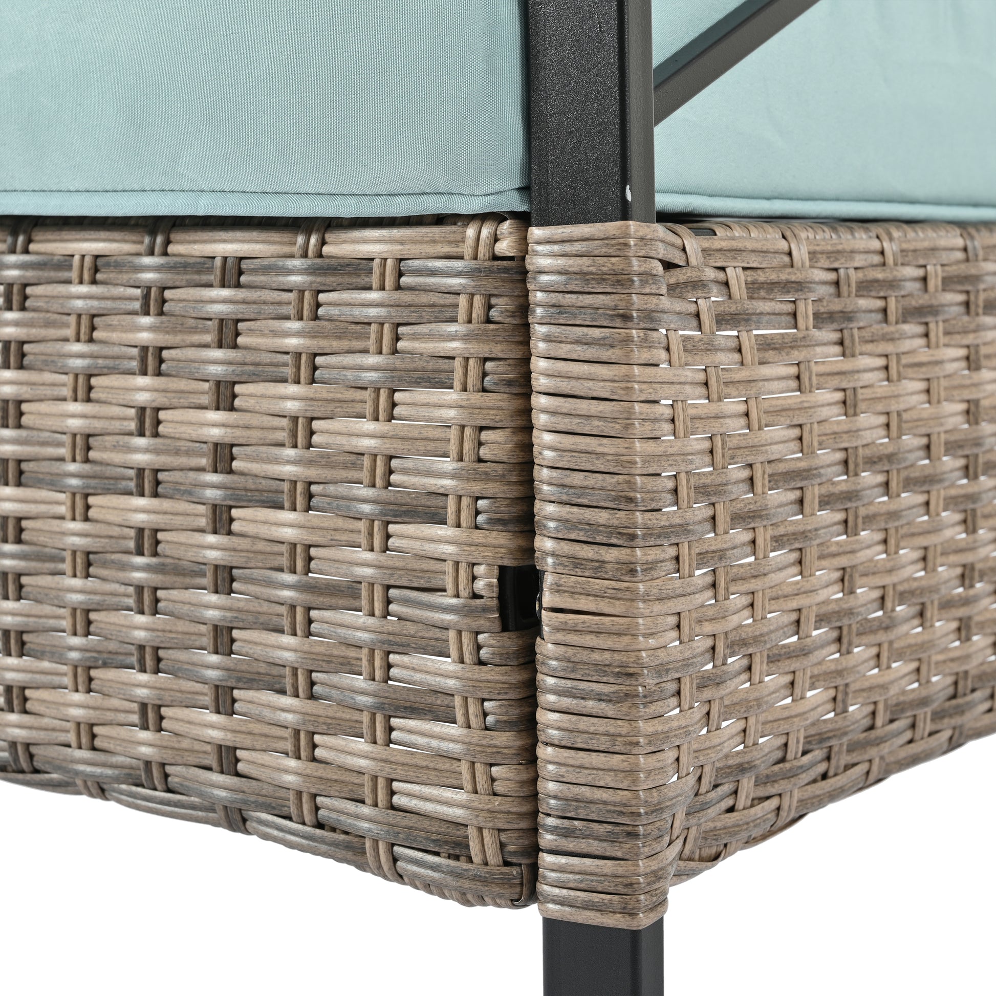 Patio Furniture, Outdoor Furniture, Seasonal Pe Wicker Furniture, Four Set Wicker Furniture With Black Metal Table Yes Brown Seats 4 Pe Rattan Iron Waterproof Fabric