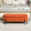 Coolmore Storage Ottoman,Bedroom End Bench,Upholstered Fabric Storage Ottoman With Safety Hinge, Entryway Padded Footstool, Ottoman Bench For Living Room & Bedroom Orange Orange Foam Velvet