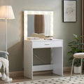 Vanity Desk With Mirror And Lights, Dressing Table With Large Drawer, 1 Level Storage Dresser & 3 Lighting Modes Adjustable Brightness, Suitable For Bedroom White White Particle Board