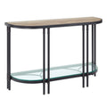 Ley 47 Inch Wood Sideboard Console Sofa Table, Industrial Design, Oak Brown Glass Metal