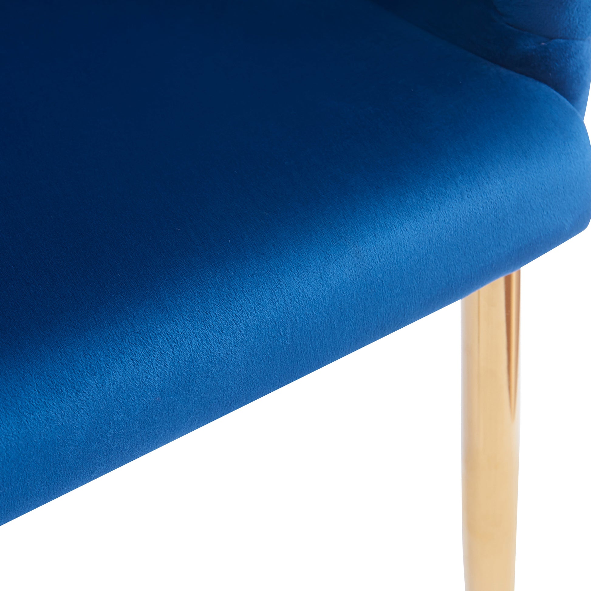 Set Of 2 Luxury Handmade Accent Chair With Gold Legs, Modern Velvet Armchair For Living Room And Bedroom Blue Foam Velvet