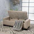 Chelsea Storage Ottoman W Studs Wheat Fabric