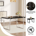 Table And Chair Set.A Rustic Industrial Rectangular Mdf Black Dining Table With Mdf Desktop And Electroplated Silver Metal Legs.Paried With 4 Chairs With Pu Cushion And Metal Legs. White Black Seats 4 Mdf Metal