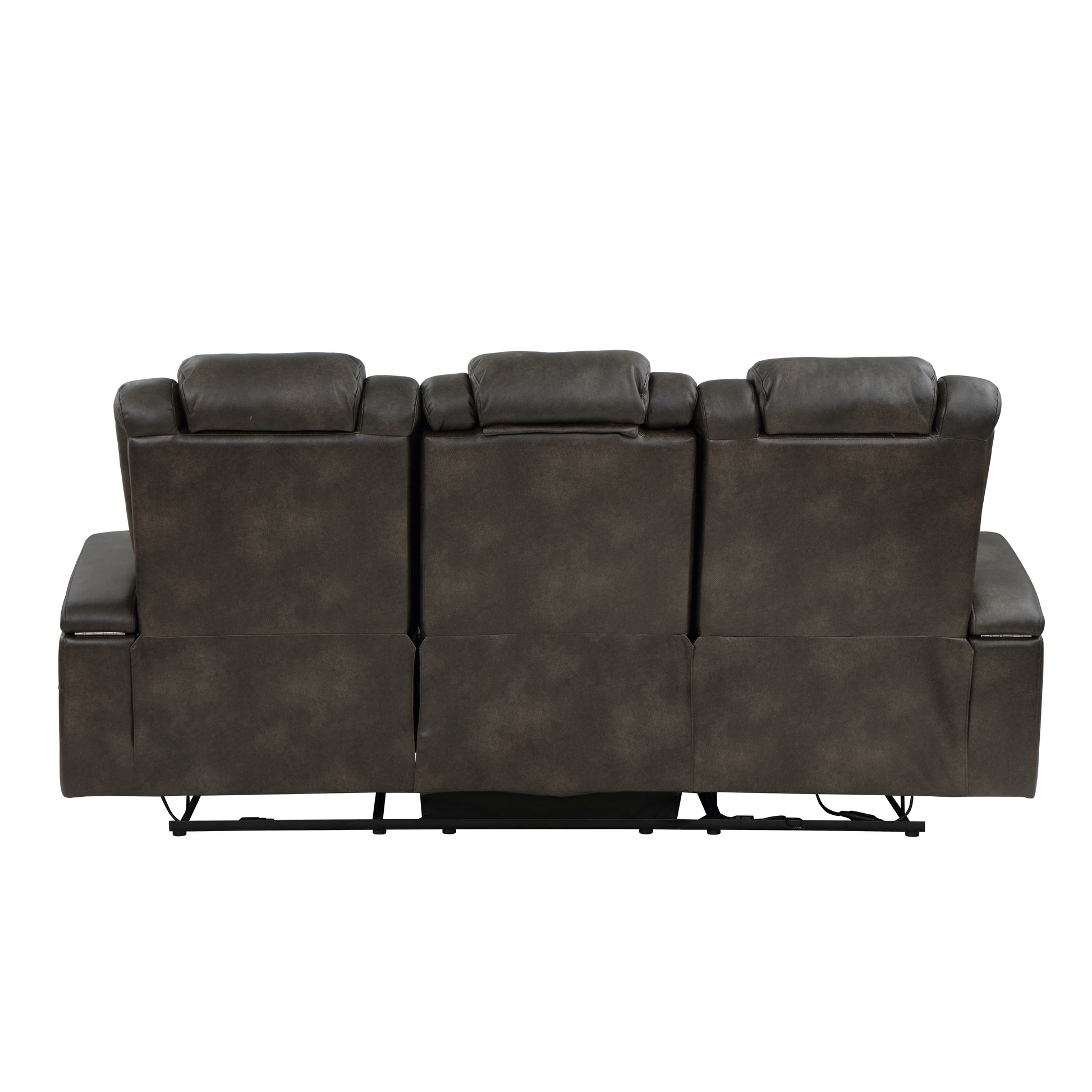 Luxury Comfort Modern Living Room Furniture 1Pc Power Reclining Sofa Premium Faux Leather Upholstery, Power Headrests, Led Light, Usb Ports, Power Outlets, Hidden Storage Brown Gray Faux Leather Wood Primary Living Space Luxury,Modern Plywood,Solid Wood