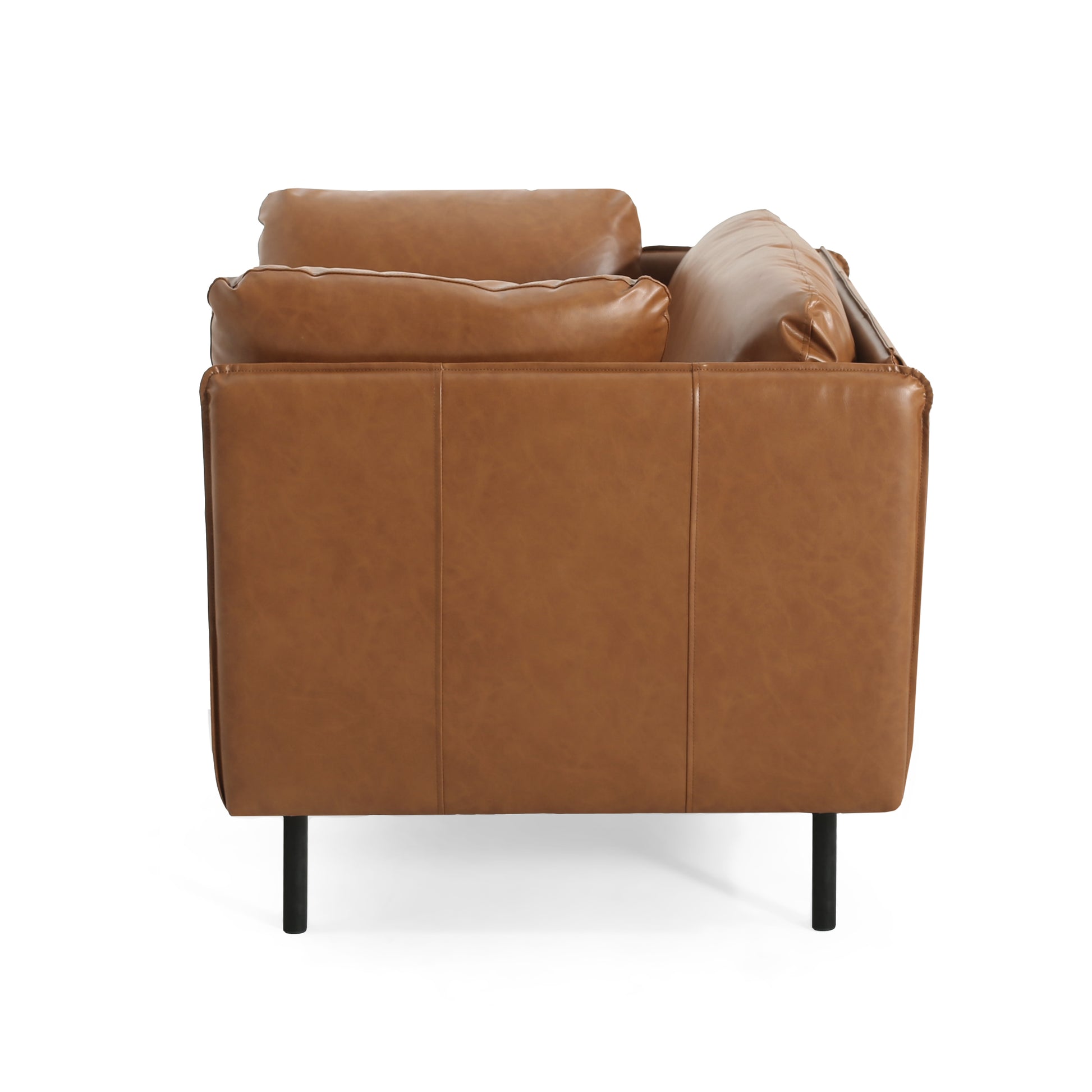 39" Vintage Brown Faux Leather Lounge Chair With Polyester And Pu Leather Upholstery, Solid Wood Frame And Steel Legs, Perfect For Living Room, Bedroom, Or Office Brown Polyester,Pu Leather,Solid