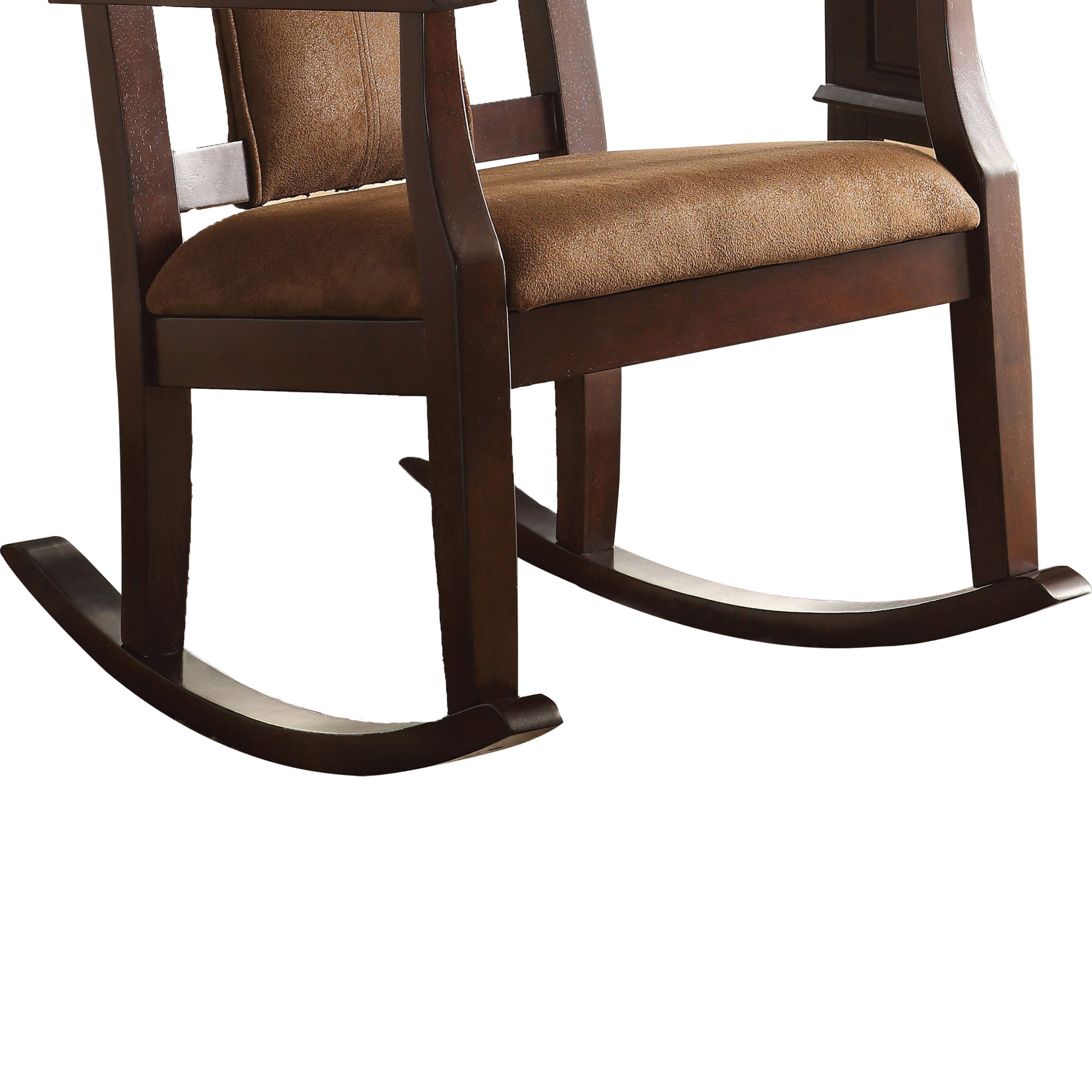 Butsea Wooden Rocking Chair, Brown Brown Fabric