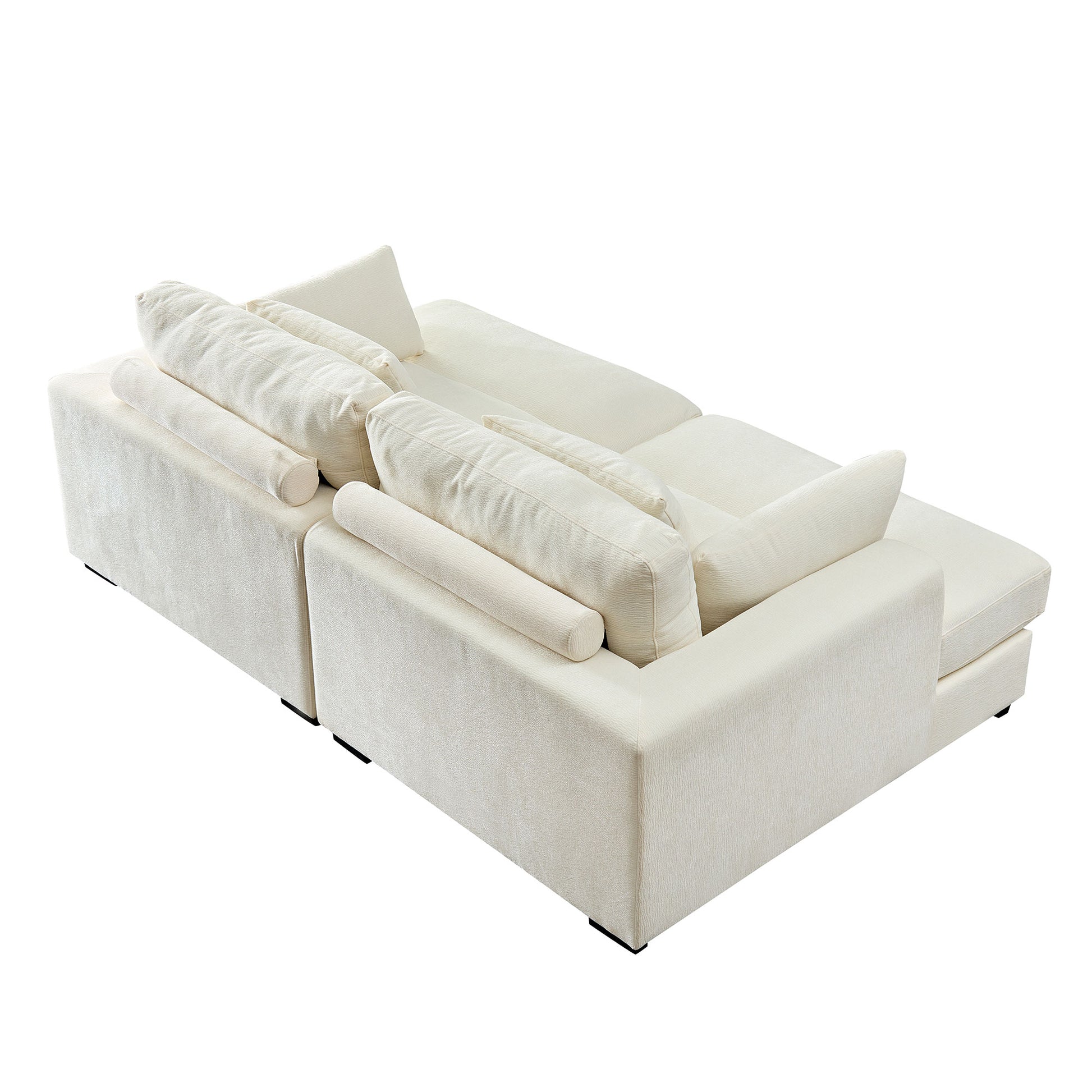 89.76 Inch Double Sleeper Sofa Cloud Couch Soft Fluffy Fabric Upholstery With Square Armrests,Comfor Daybed With Over Wide Sofa Bed,Modern Design Beanbag With Arms,Beige Beige Fabric 2 Seat