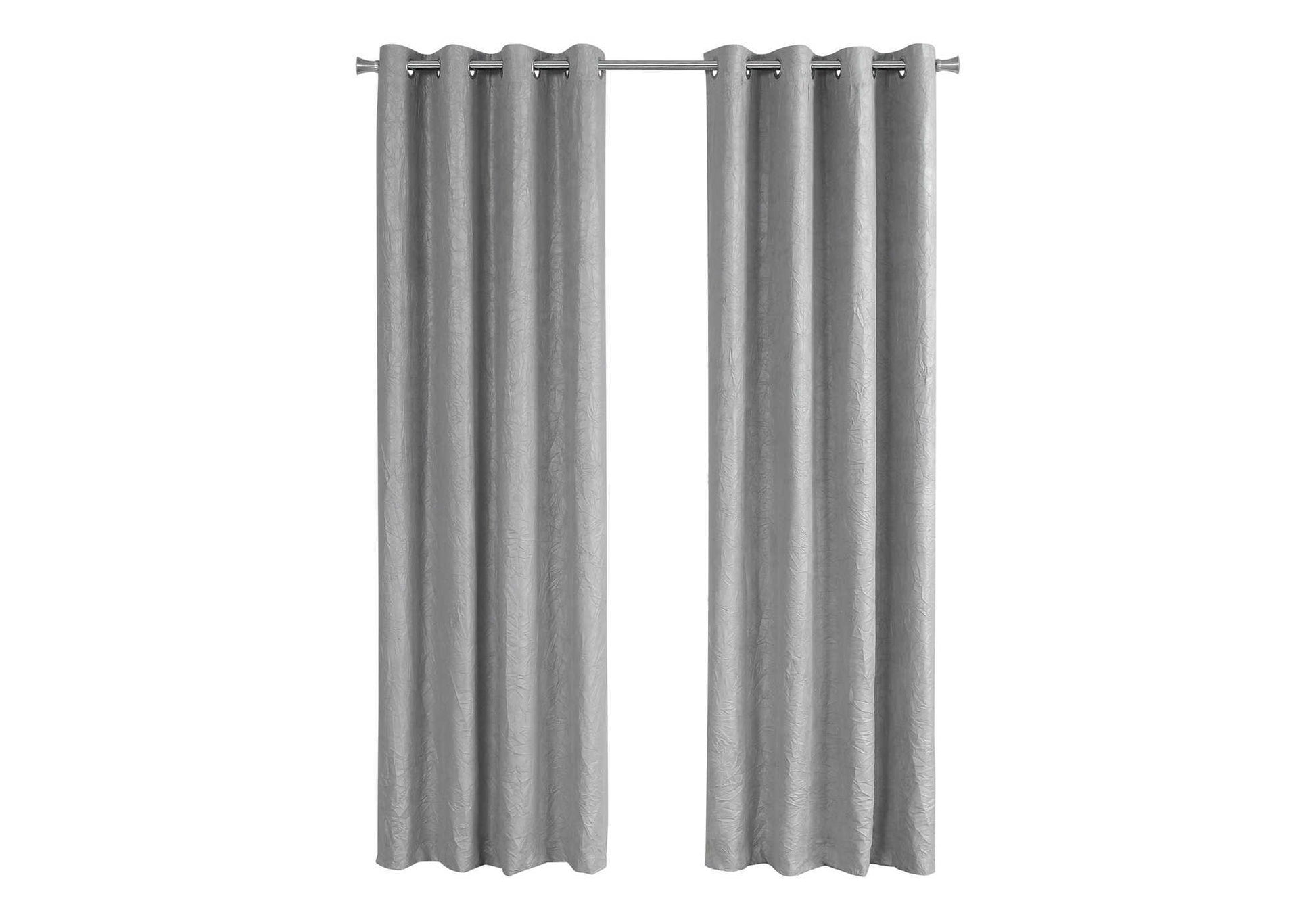 Curtain Panel, 2Pcs Set, 54"W X 95"L, Room Darkening, Grommet, Living Room, Bedroom, Kitchen, Grey Micro Suede, Contemporary, Modern Silver Polyester