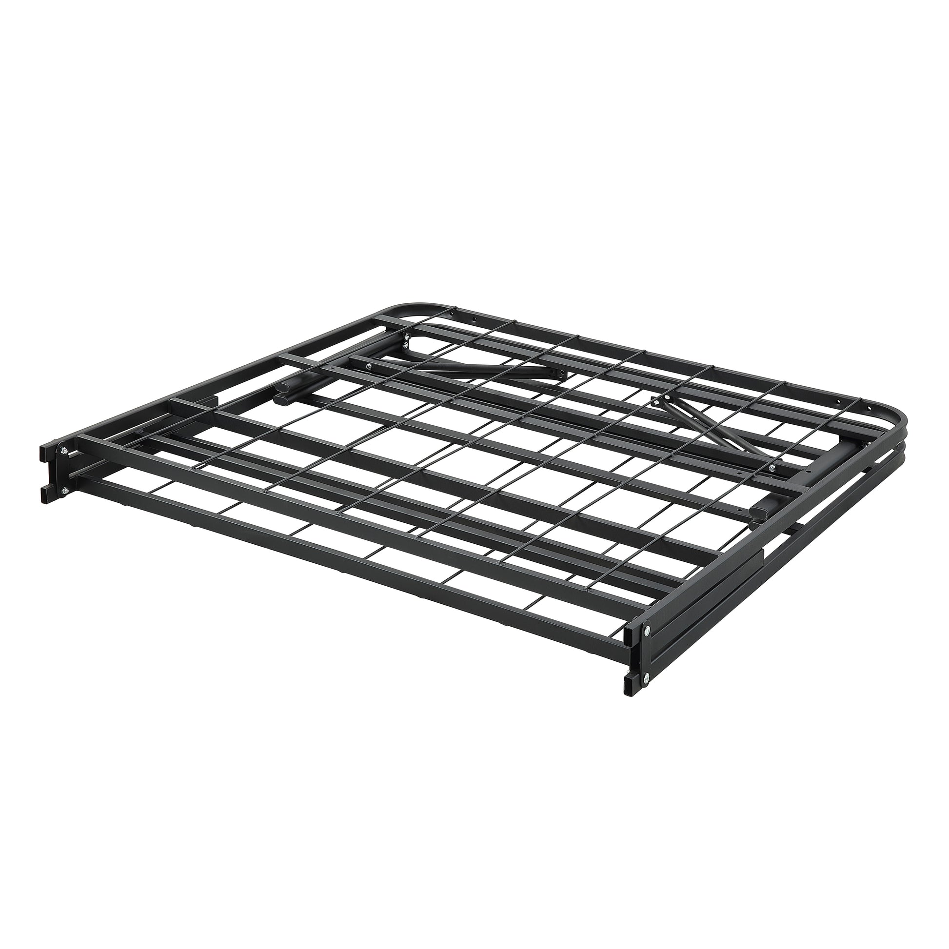 Black Metal Platform Foldable Bed Frame Twin Size, Toolless High Profile Design Twin Black Metal Bedroom Bed Frame Metal