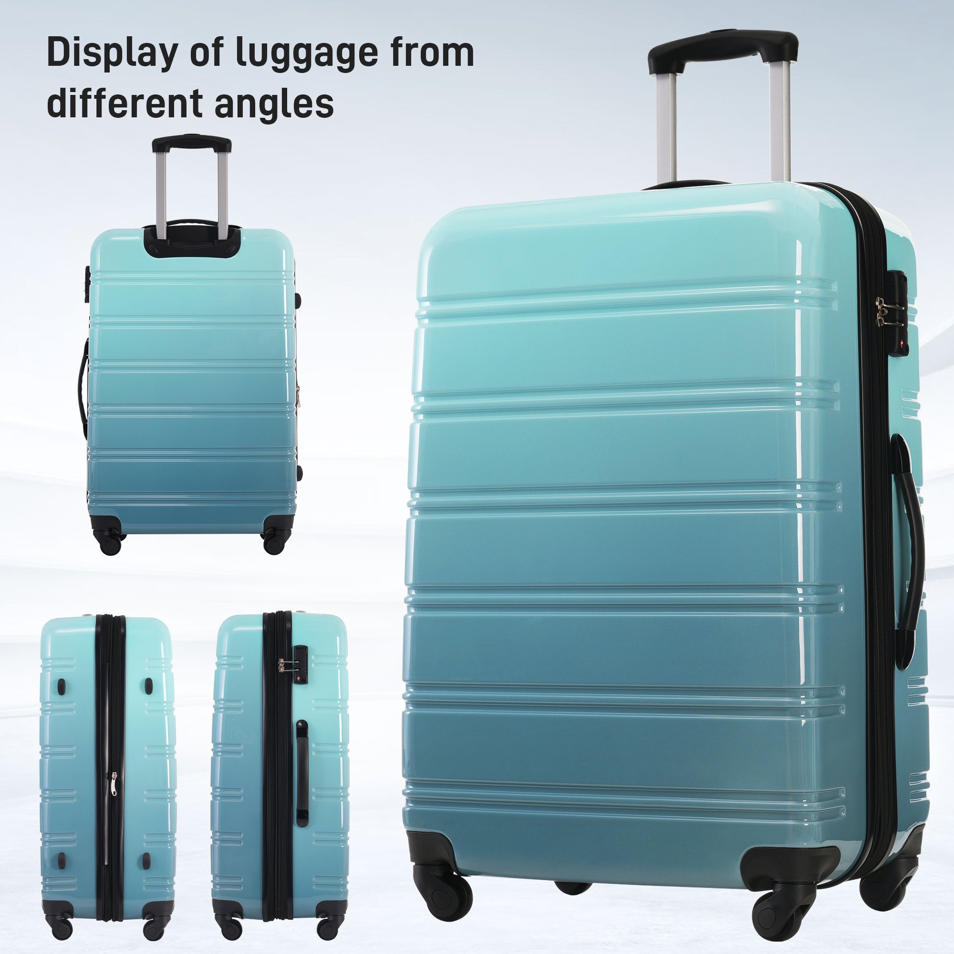 Hardshell Luggage Sets 3 Piece Gradient Color Expandable Suitcase With Spinner Wheels And Tsa Lock Lightweight 20" 24" 28" Available,Gradient Blue Blue Multi Pc