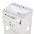 24'' Bathroom Vanity With Top Sink, Modern Bathroom Storage Cabinet With 2 Drawers, Single Sink Bathroom Vanity 2 White 1 Adjustable Hinges Bathroom Freestanding Mdf Painted