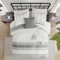 6 Piece Cotton Jacquard Oversized Comforter Set White Grey Cal King California King Grey White Cotton