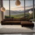 Bella Brown Corduroy Right Facing 3 Piece Sectional Brown Wood Corduroy 3 Seat