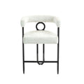 Coolmore Bar Stools Set Of 2, Modern Bar Stool With Back, Black Metal Frames, Upholstered Bar Stools For Kitchen Island, Pub, Club Beige Chenille Beige Foam Chenille