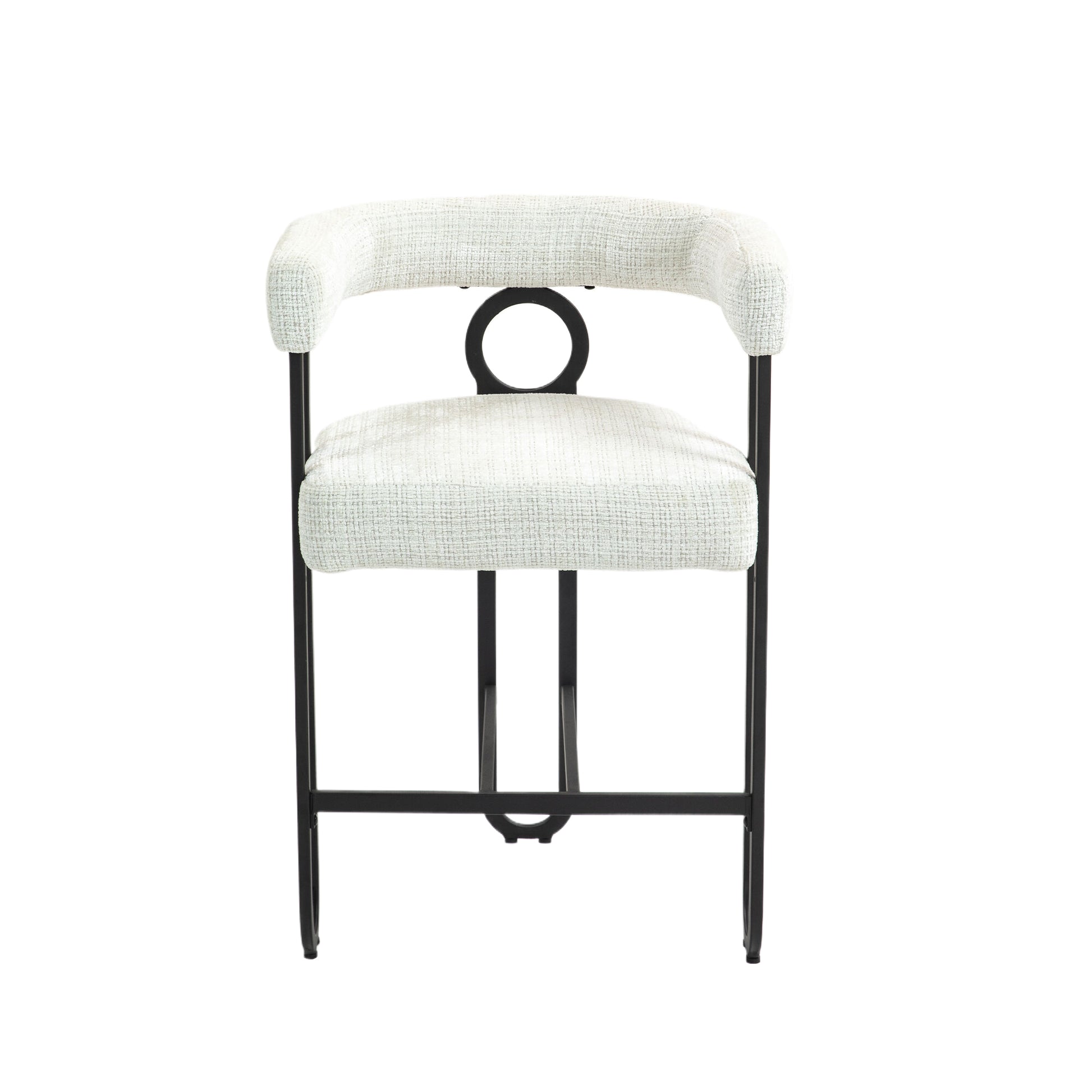 Coolmore Bar Stools Set Of 2, Modern Bar Stool With Back, Black Metal Frames, Upholstered Bar Stools For Kitchen Island, Pub, Club Beige Chenille Beige Foam Chenille
