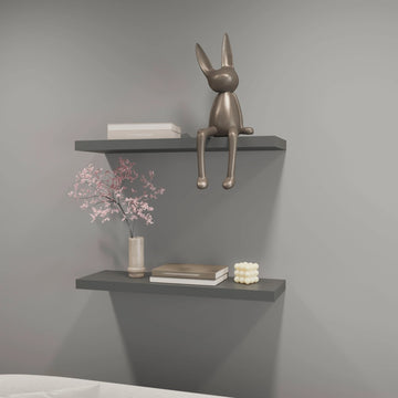 Matt Grey Floating Shelf 2 Or Less Grey Floating Horizontal Primary Living Space Wood Wall Mounted Particle Board