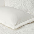 Embroidered Medallion Faux Fur Ultra Plush Comforter Mini Set King Ivory Polyester