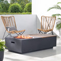 Outdoor 50,000 Btu Lightweight Concrete Rectangular Fire Pit Table With Storage, Dark Gray And Natural Brown Tank Cover Not Included Dark Gray,Natural Wood Garden & Outdoor Magnesium Oxide
