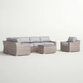 5 Person All Weather Wicker Sectional Seating Group With Cushions Fully Assembled Grey,Grey Mix Wicker