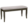 Retro 6 Piece Trestle Dining Table Set With Upholstered Dining Chairs And Dining Bench, Smooth Dining Backs For Dining Room, Living Room, Kitchen, Gray Gray Wood Dining Room Solid Wood Rubberwood Rectangular Dining Table With Chair And Bench Upholstered