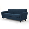 Mirod Comfy 3 Seat Sofa With Wooden Legs, Modern Style For Living Room And Study Navy Blue Fabric 3 Seat