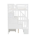 Twin Size Loft Bed Frame With Built In Desk And Double Storage Drawers,White Twin White Solid Wood Mdf