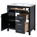 30 Inch Black Bathroom Vanity With Ceramic Sink And Large Storage Ideal Choice For Small Bathrooms Black Bathroom Solid Wood Mdf