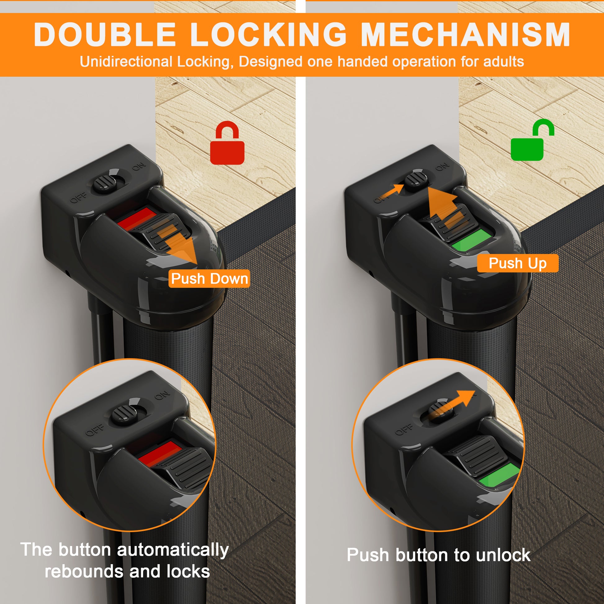 Retractable Baby Gate, Mesh Dog Gate For Doorways, Extends Up To 120" Wide, 33" Tall Child Safety Gate For Doorways, Indoor & Outdoors, Stairs, Hallways, Black Black Plastic