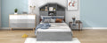 Twin Size Wood Platform Bed With House Shaped Storage Headboard And 2 Drawers, Gray Box Spring Not Required Twin Gray Wood Bedroom Solid Wood Mdf