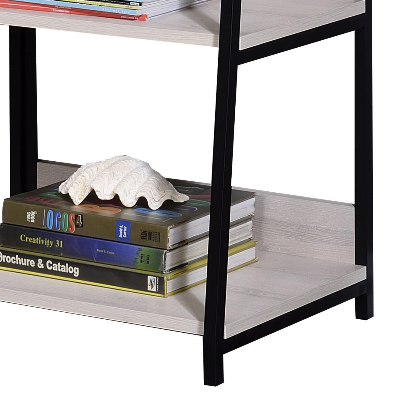 Wendral Natural & Black Finish Bookshelf Black,Natural Metal,Synthetic Wood