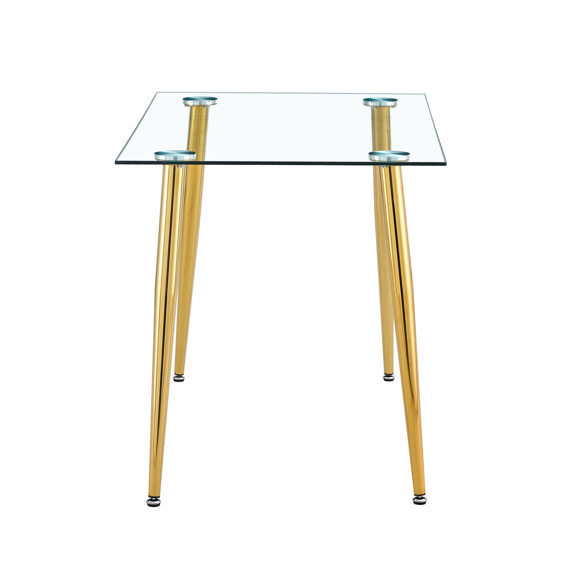 Table Leg For Gt 02, Golden Legmodern Minimalist Rectangle Glass Dining Table, Transparent Glass Tabletop And Electroplate Metal Legs, Suitable For Kitchens, Restaurants, And Living Rooms Golden White Metal