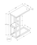 Accent Table, C Shaped, End, Side, Snack, Living Room, Bedroom, Grey Laminate, Black Metal, Contemporary, Modern Grey Particle Board