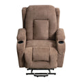 Power Lift Recliner Chair Recliners For Elderly With Heat And Massage Recliner Chair For Living Room With Infinite Position And Side Pocket,Usb Charge Port Brown Brown Power Push Button Soft Heavy Duty Cotton Wood Metal