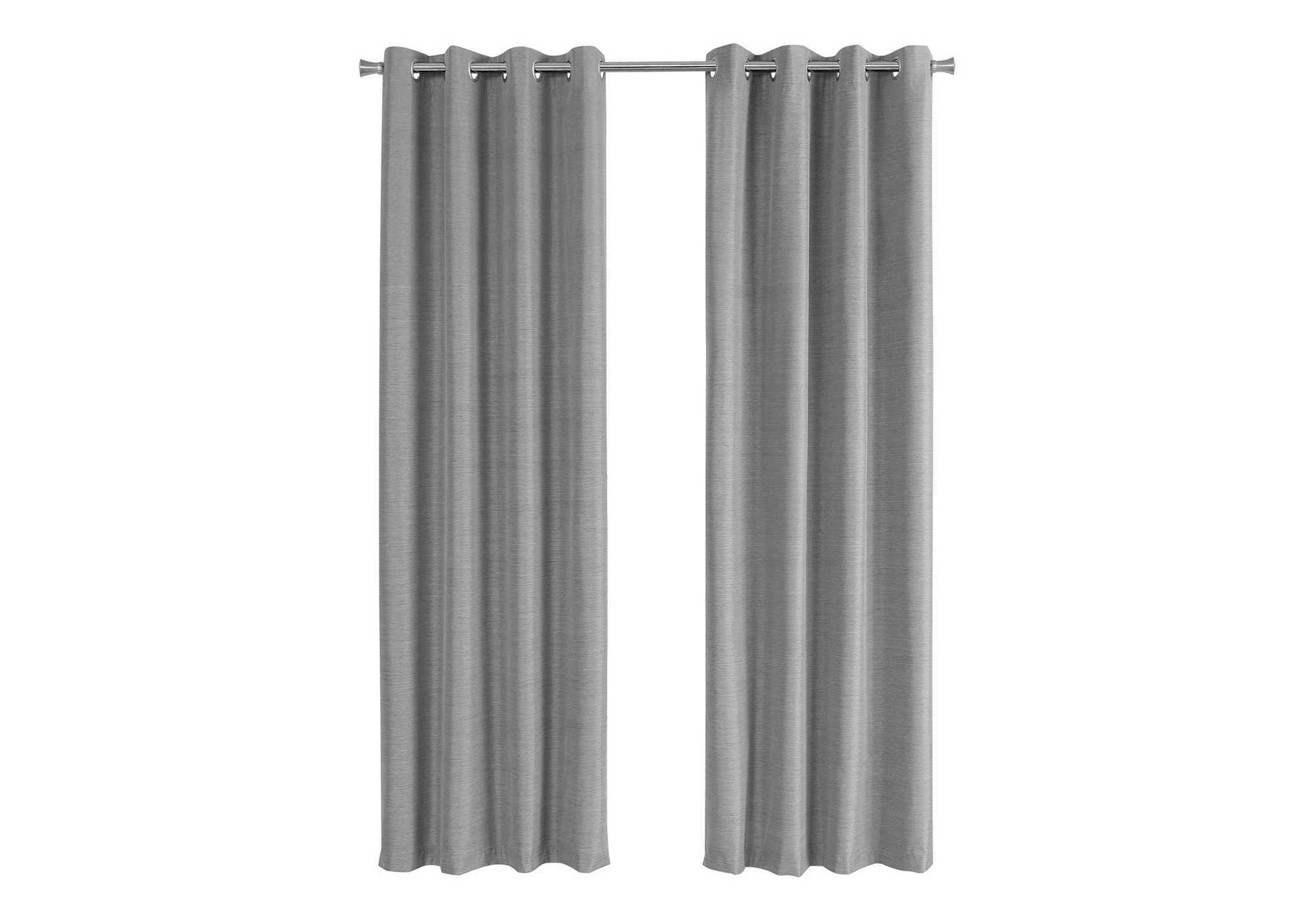 Curtain Panel, 2Pcs Set, 54"W X 95"L, 100% Blackout, Grommet, Living Room, Bedroom, Kitchen, Grey Thermal Insulation Polyester, Contemporary, Modern Grey Polyester