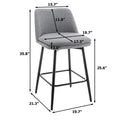 Counter Height Swivel Bar Stools Set Of 2, 360 Swivel Upholstered Barstools With Back And Metal Legs, 25.6