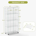 4 Tier Glass Display Cabinet, Double Door Glass Cabinet With Two Locks, Floor Standing Storage Cabinet With 6 Acrylic Shelves For Living Room, Bedroom And Office, White, 31.5