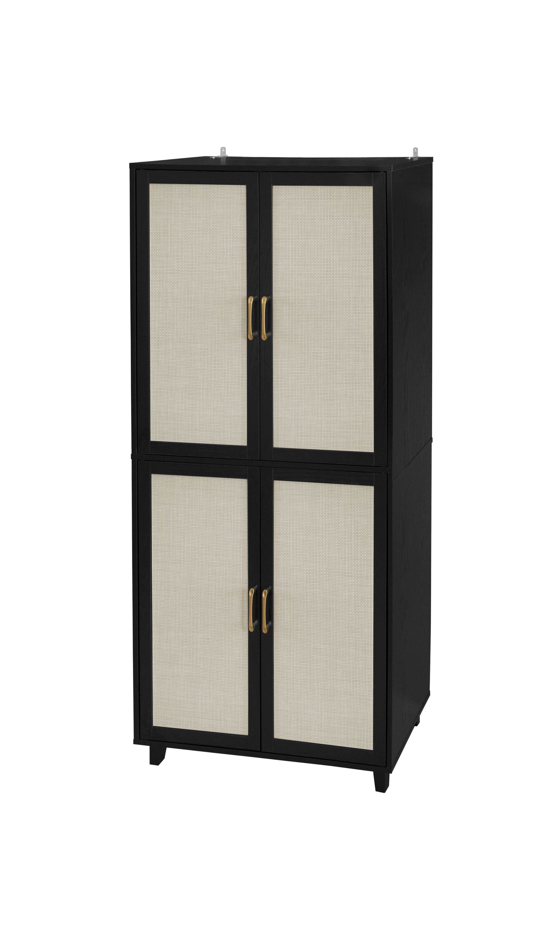 4 Door Cabinet, With 4 Adjustable Inner Shelves, Storage Cabinet Black Mdf